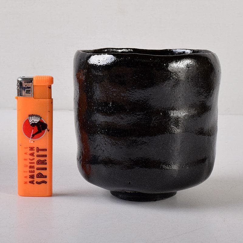 HCM　茶道具　伊東陶山造　黒楽筒茶碗　共布共箱　V　R8149