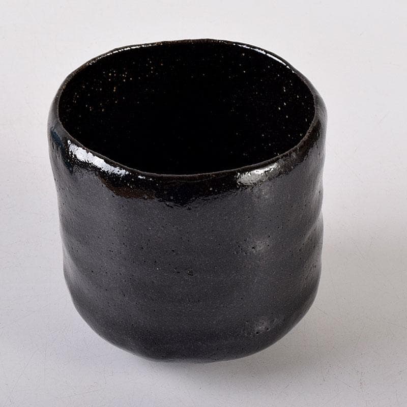 HCM　茶道具　伊東陶山造　黒楽筒茶碗　共布共箱　V　R8149