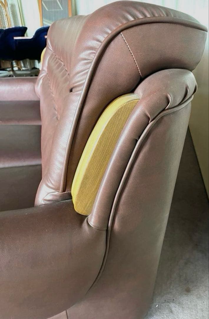 昭和レトロ　合成皮革ソファ3人掛け　ビンテージ