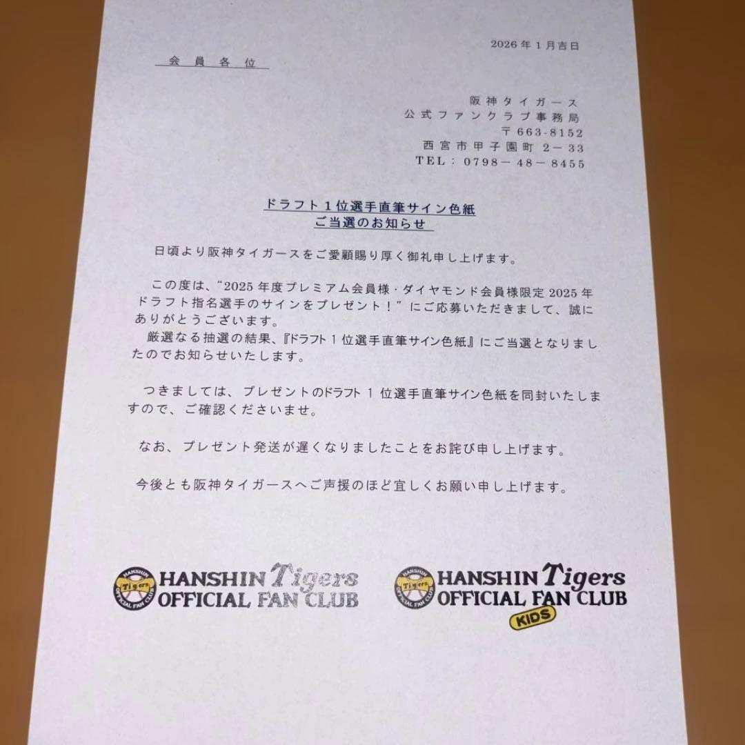 パ*ー様 ★阪神タイガース★ドラフト1位★立石正広サイン色紙★