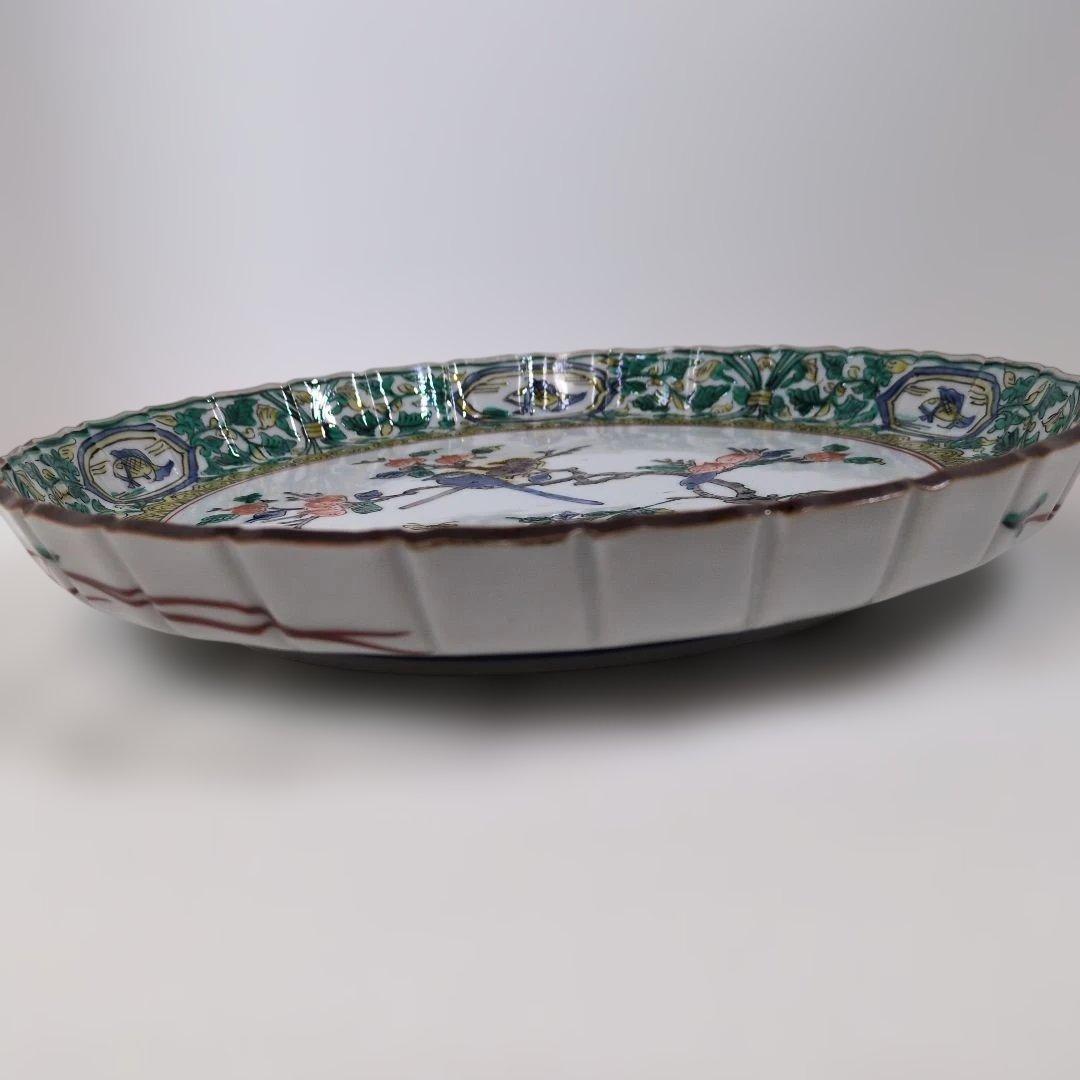 九谷焼 須田菁華初代(？)飾皿 古九谷 桃樹双鳥図