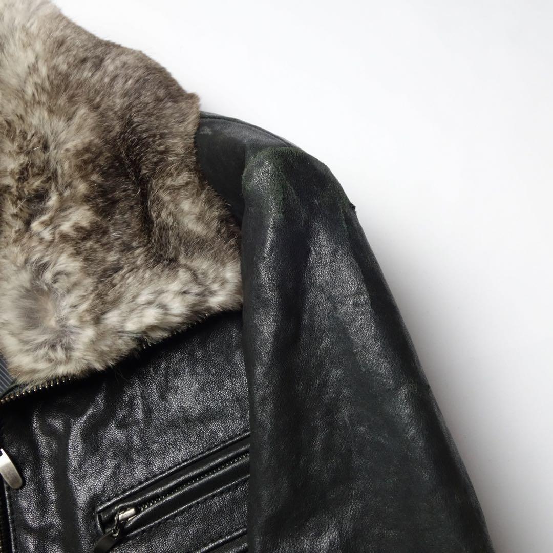 ジャケット・アウター 00s COMME CA MEN Fur Leather Riders JKT