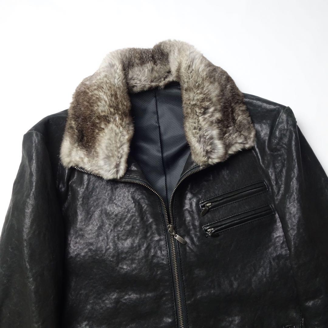 ジャケット・アウター 00s COMME CA MEN Fur Leather Riders JKT