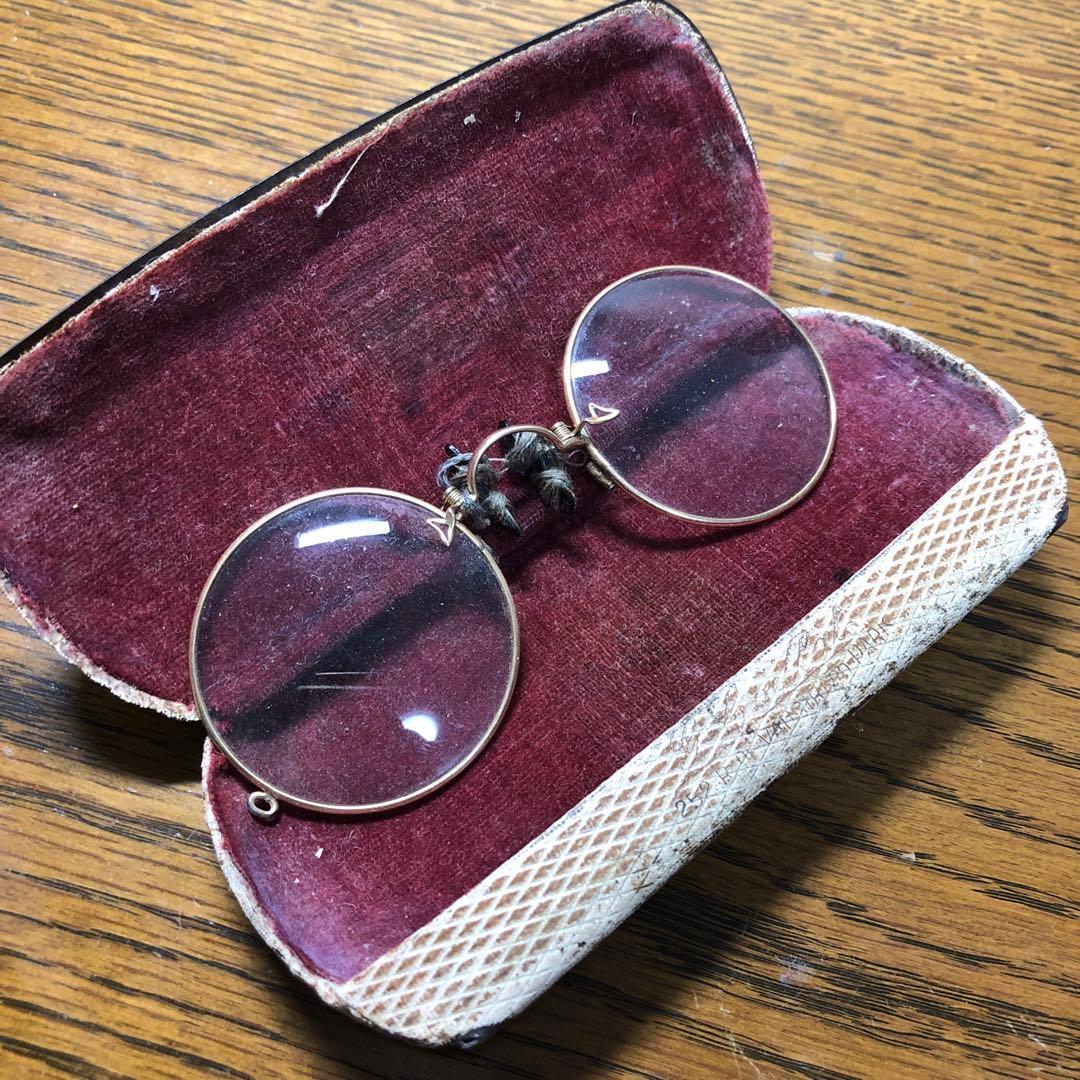 【タスケさん専用】パリ購入 フランスアンティーク フィンチメガネ 鼻眼鏡 ￼丸型