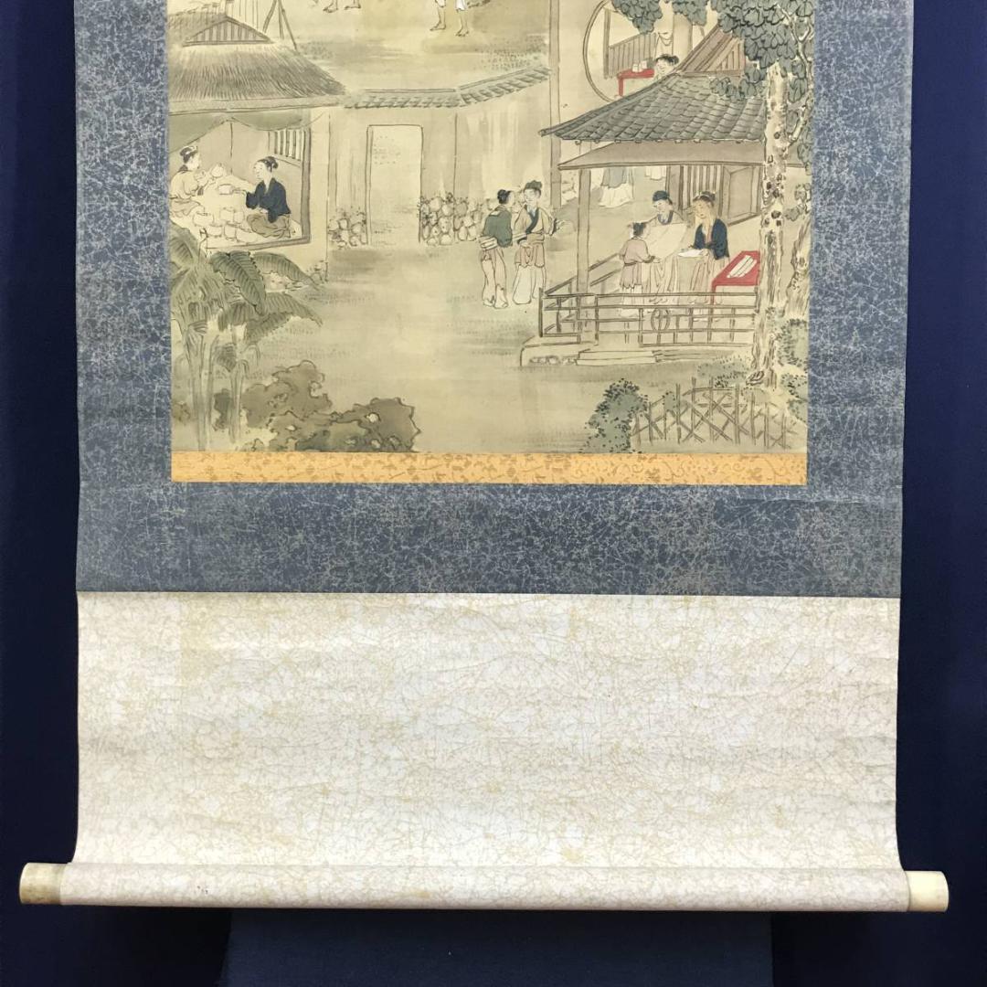 【真作】柴仙渓/機織図/ハタオリ図/掛軸/名家伝来/AD-736