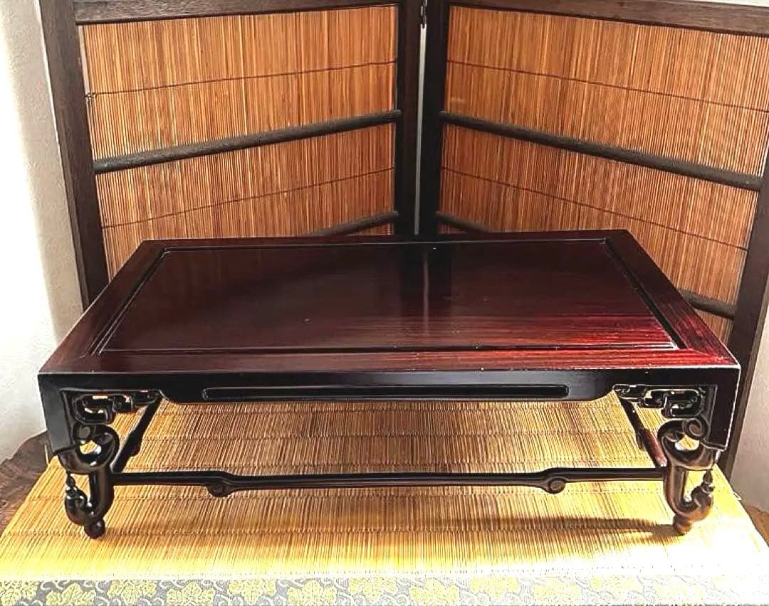 時代木 装飾透かし 四足 紫丹 花台 香台 盆栽台