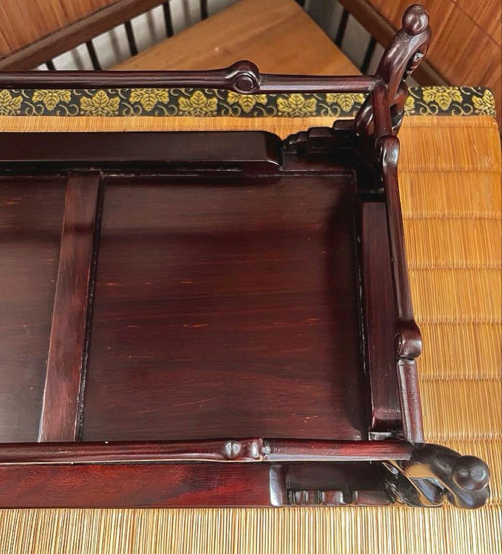 時代木 装飾透かし 四足 紫丹 花台 香台 盆栽台