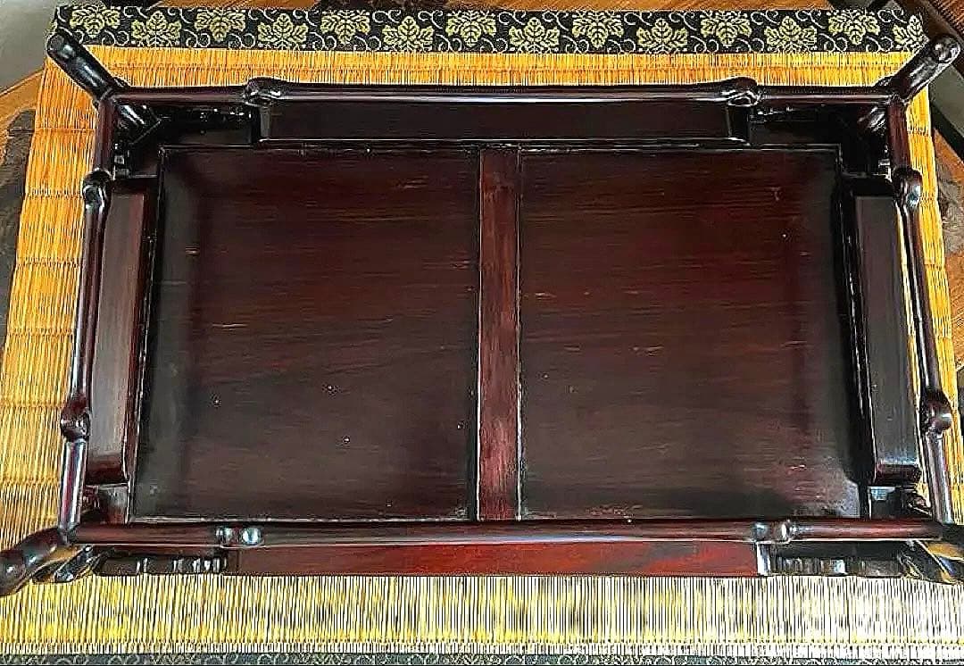 時代木 装飾透かし 四足 紫丹 花台 香台 盆栽台