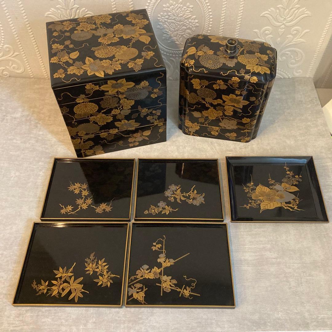 野弁当箱 漆器 漆芸 重箱 蒔絵 骨董品 蒔絵お重