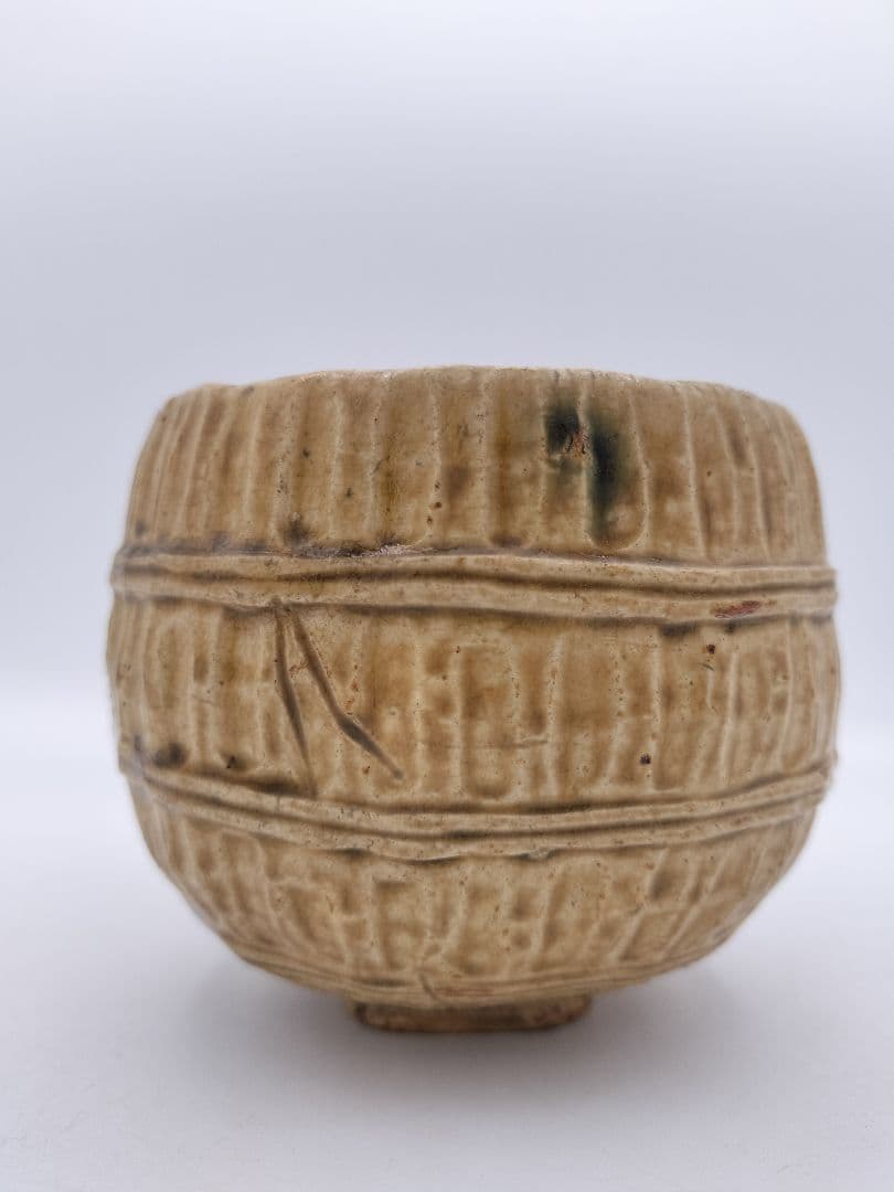 b986 福俵茶碗 黄瀬戸 加藤春鼎 木箱 茶道具　古物