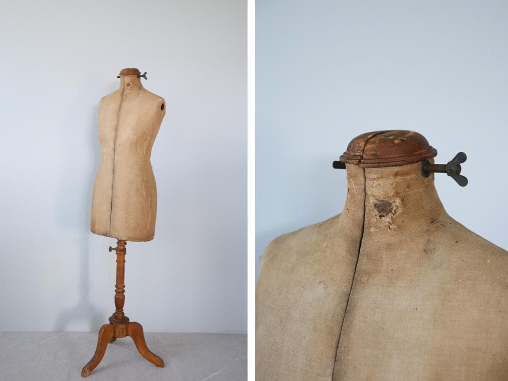 フランスアンティーク木製レディーストルソー/女性ボディ/マネキン(90-206)