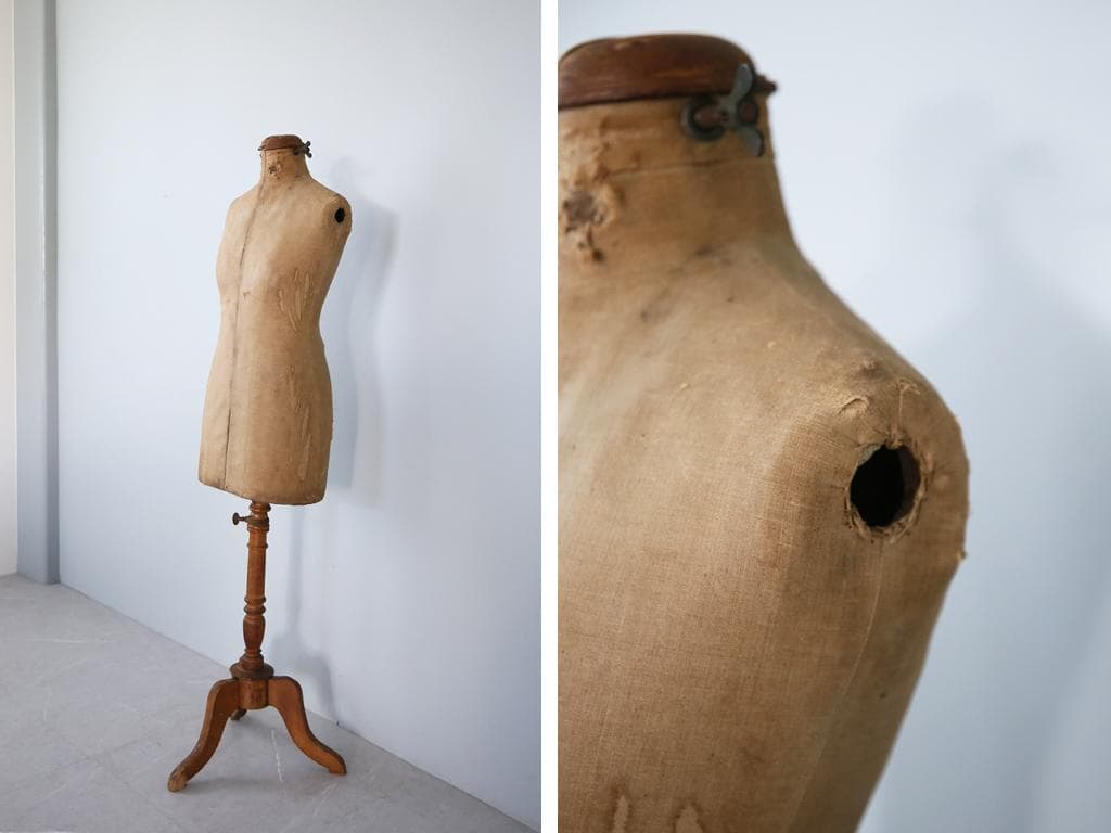 フランスアンティーク木製レディーストルソー/女性ボディ/マネキン(90-206)