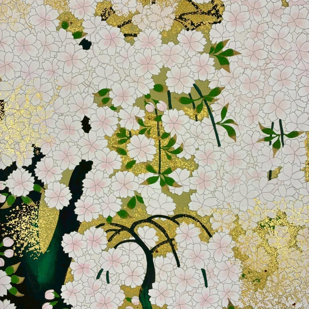 美品 橋本明治「桜」手摺木版画 ささき版画工芸 版元永井画廊 刷り込みサイン入