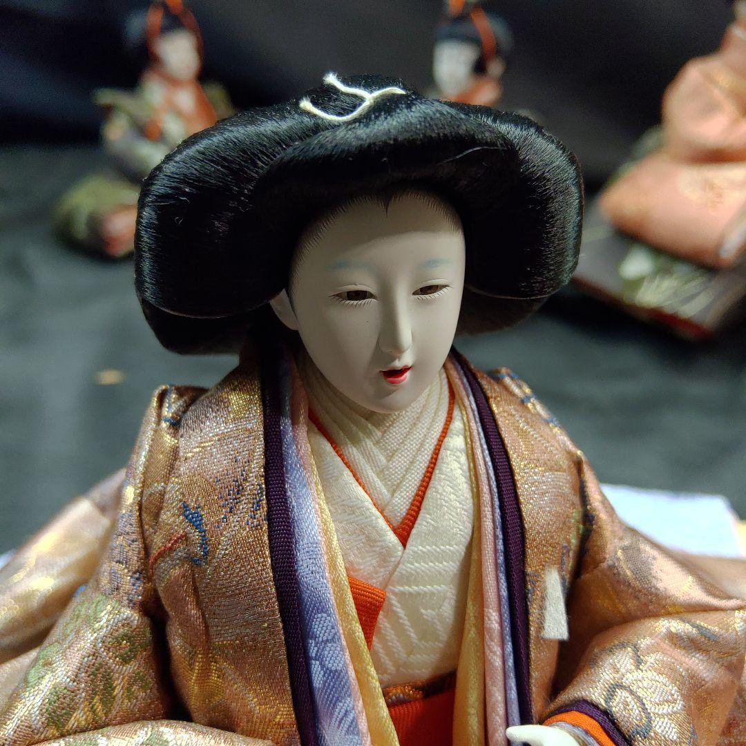 未使用品 京雛 特選 6寸 二條 勝翠作 雛人形 11体 官女 五人囃子 仕丁