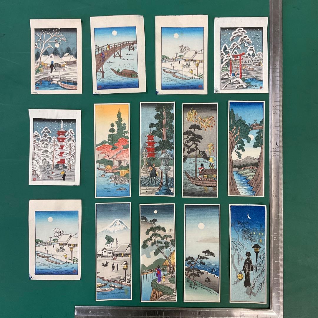 短冊版画　小さな版画　14点　昭和10年頃のもの　木版画