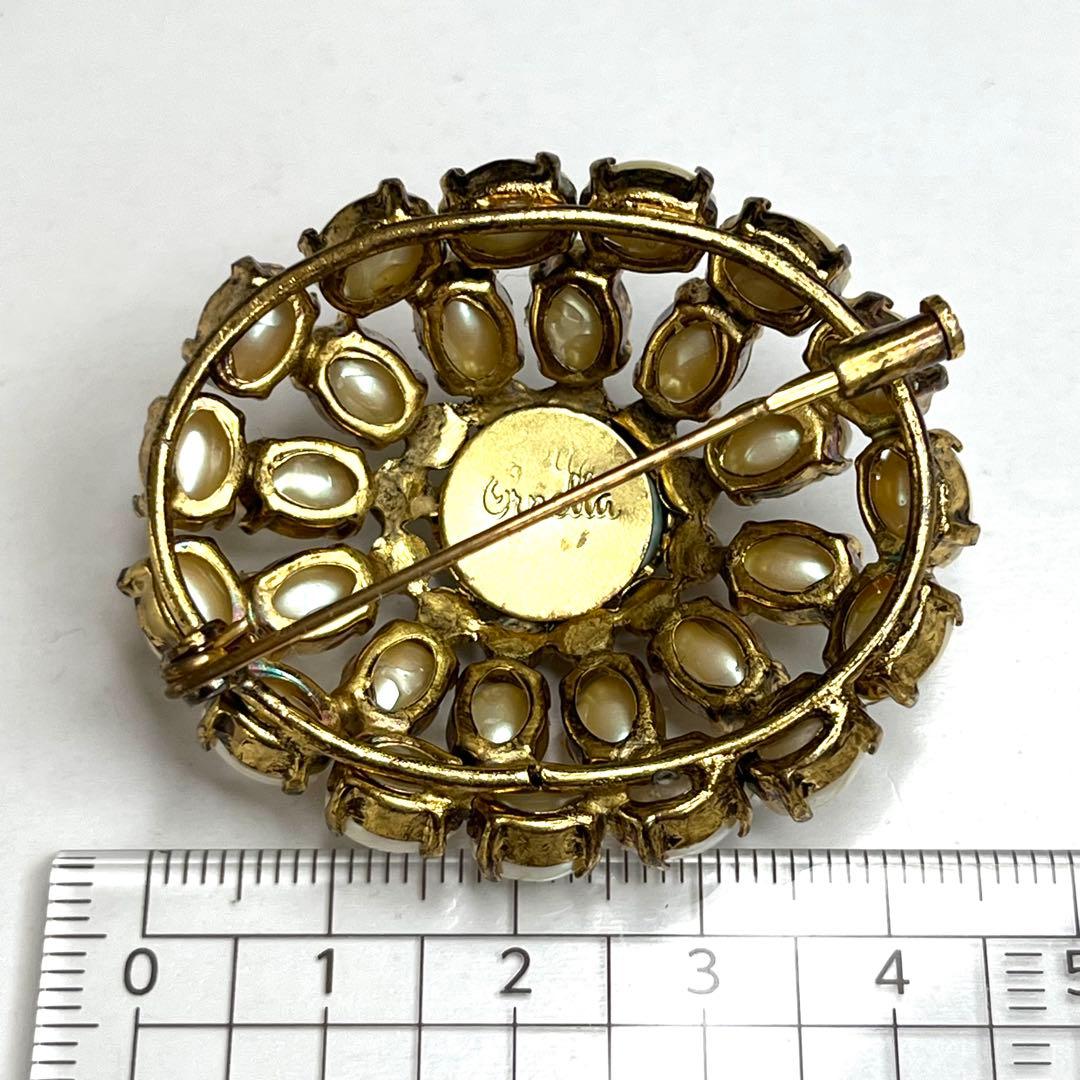 美品　Ornella オルネラ　パールブローチ　イタリア　コスチュームジュエリー