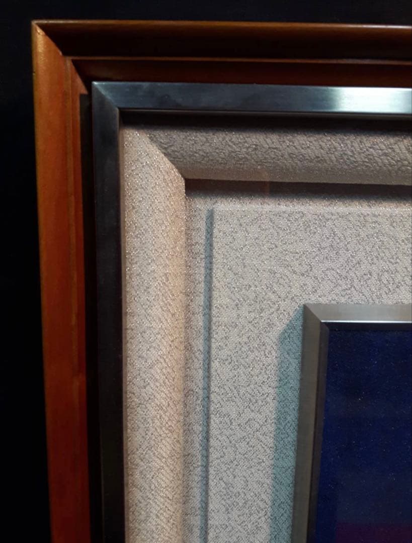 池田道夫 「桃」 日本画6号 真作 額装