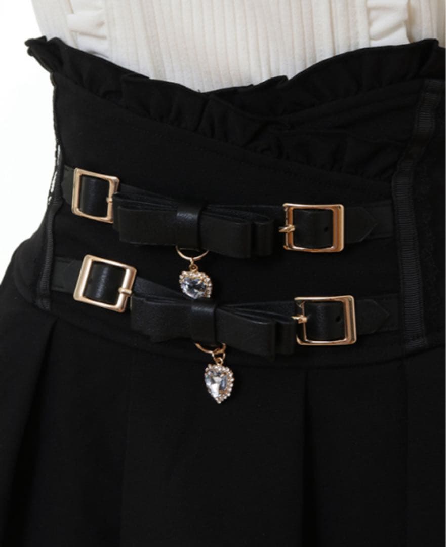 LIZLISA リズリサ　2連リボンベルトスカパン ブラック　黒