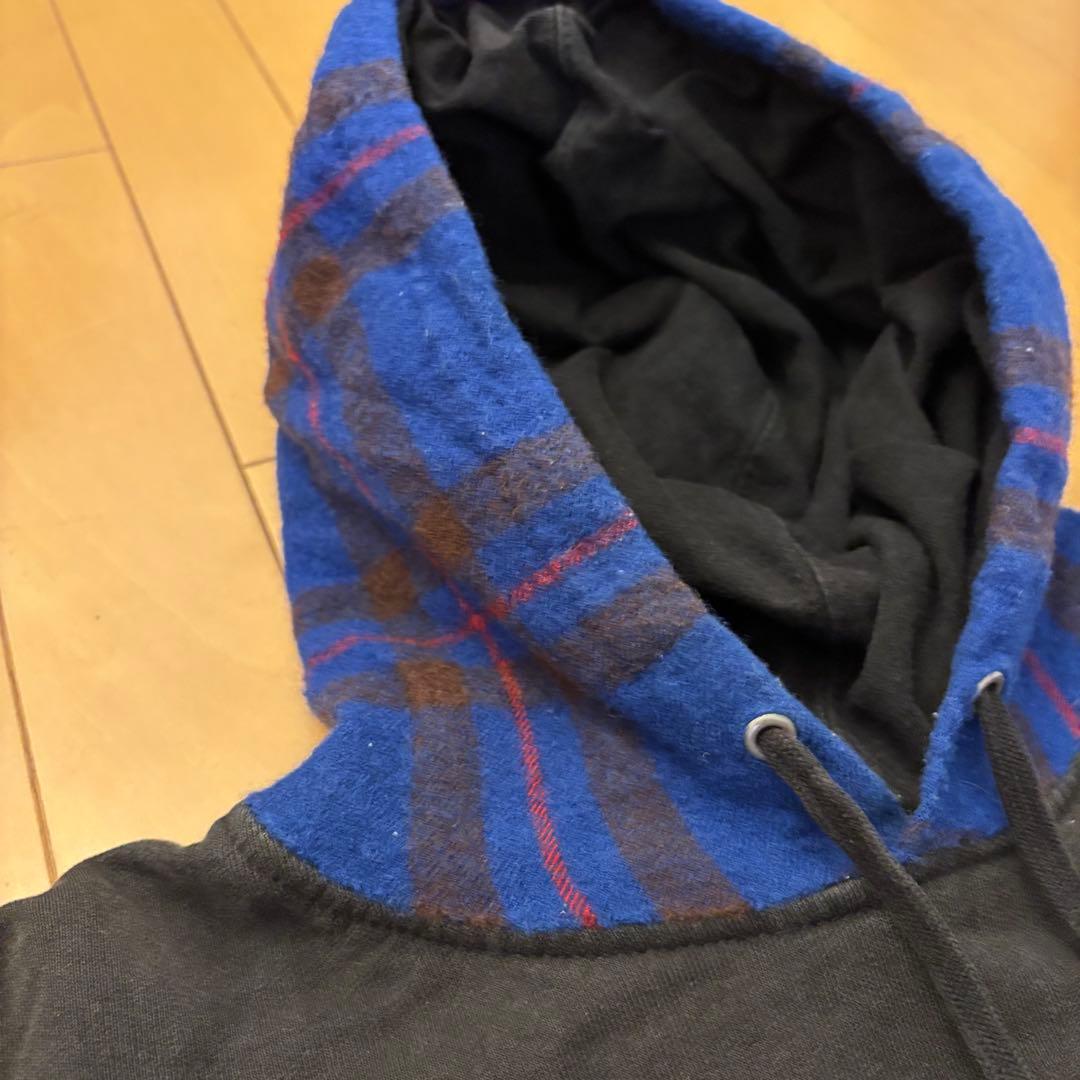 シュプリーム×コムデギャルソン フードチェック柄 パーカー【XL】ブラック