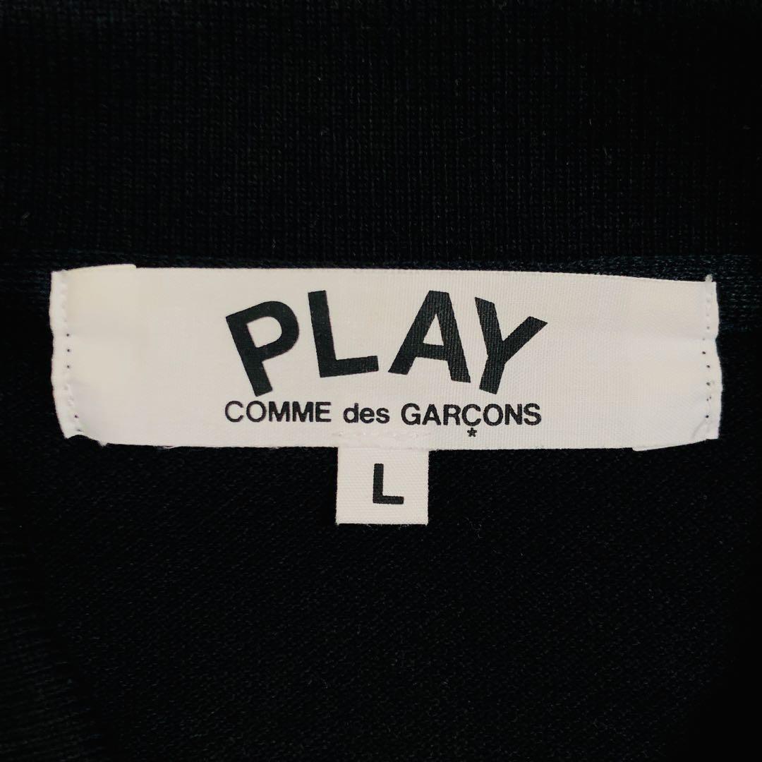 【人気モデル】プレイコムデギャルソン 同色刺繍ハートロゴ 半袖ポロシャツ L 黒