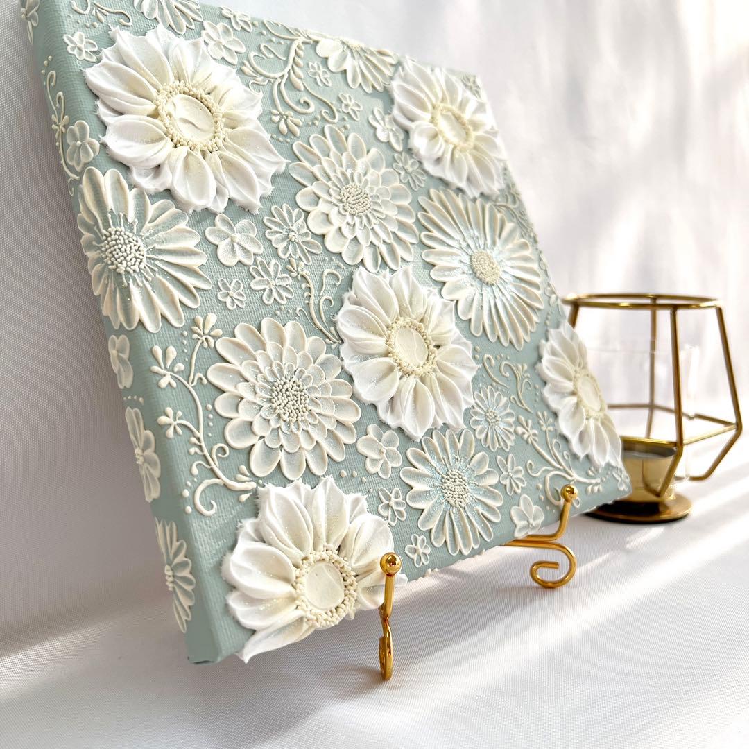 テクスチャーアート　絵画　インテリアアート　花　立体　絵　花の絵　アート　パネル