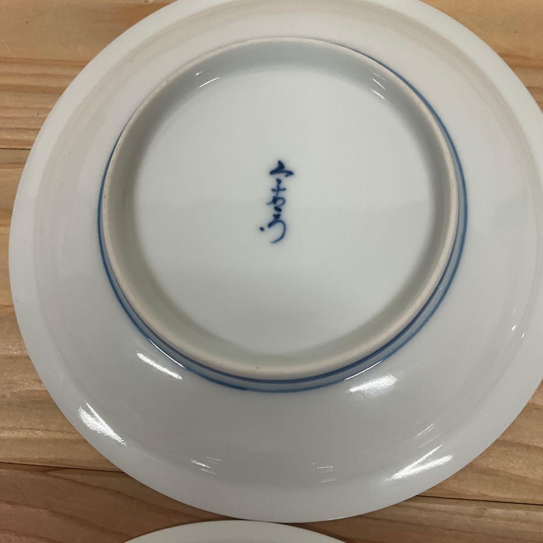 １３代今泉今右衛門　染錦笹紋銘々皿　4客