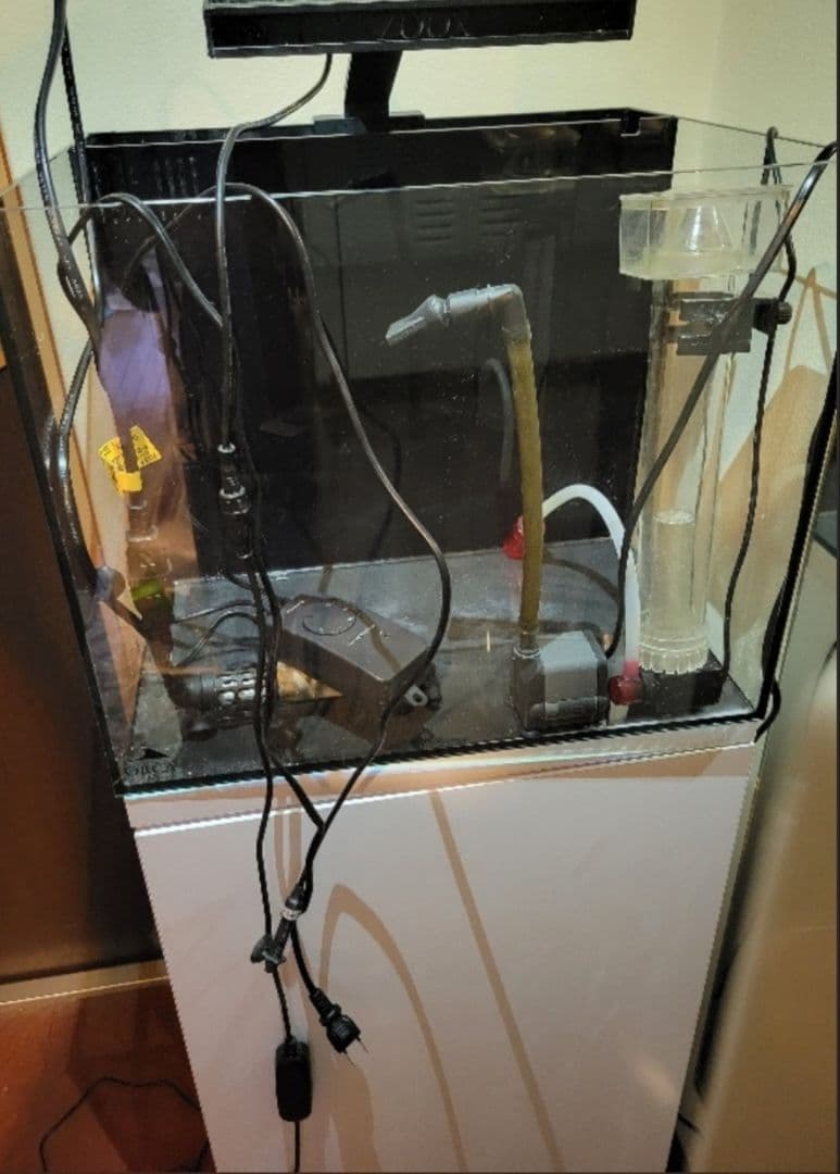 中古品 シェル2 海水水槽 オールインワン水槽 　水槽台付き(白) 引き取り限定