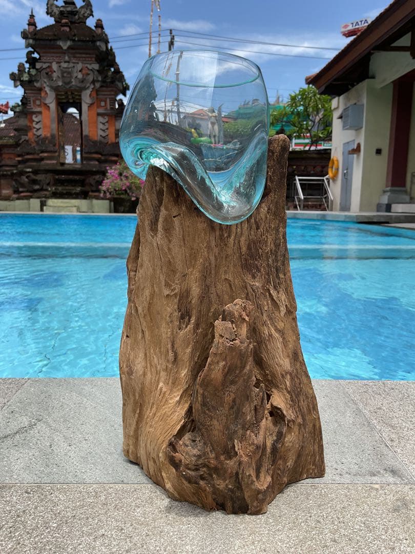 【新入荷】フィッシュボール(天然木ガラス水槽)Mサイズ2個口(穴空き)