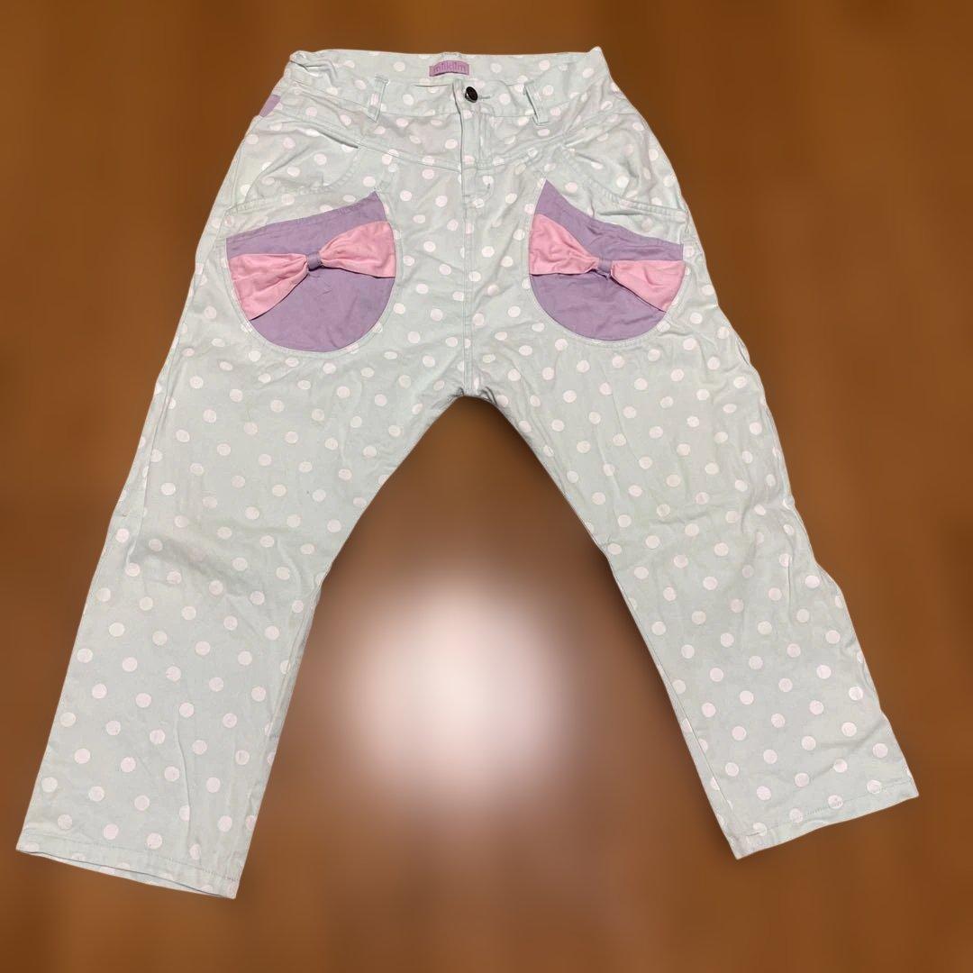 ミルクリーム　リボン　ミント　ズボン　サルエルパンツ