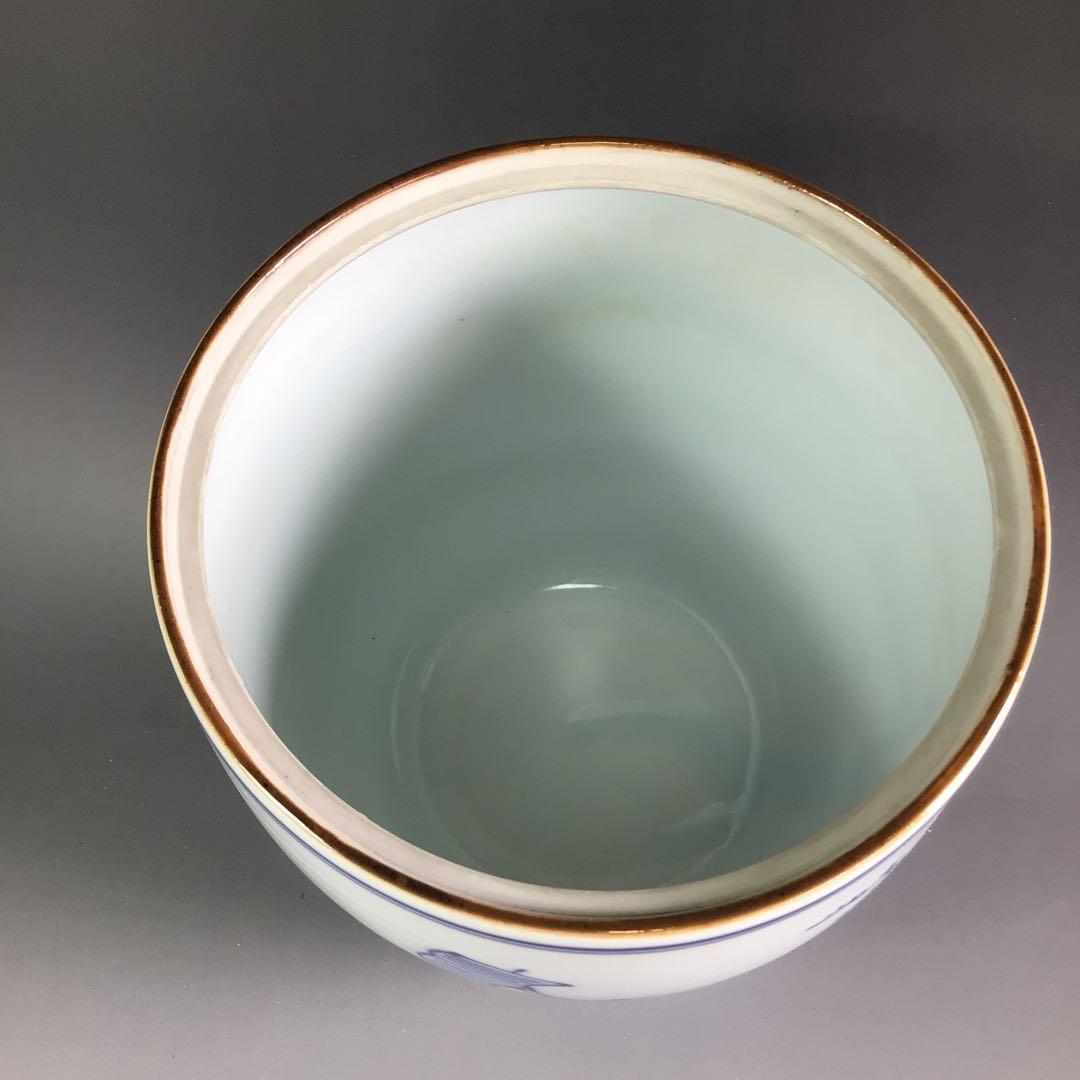 Ｒ５０６　水指　『平安　祥堂造』『染付山水風景文』『一重口水指』　木箱　茶道具