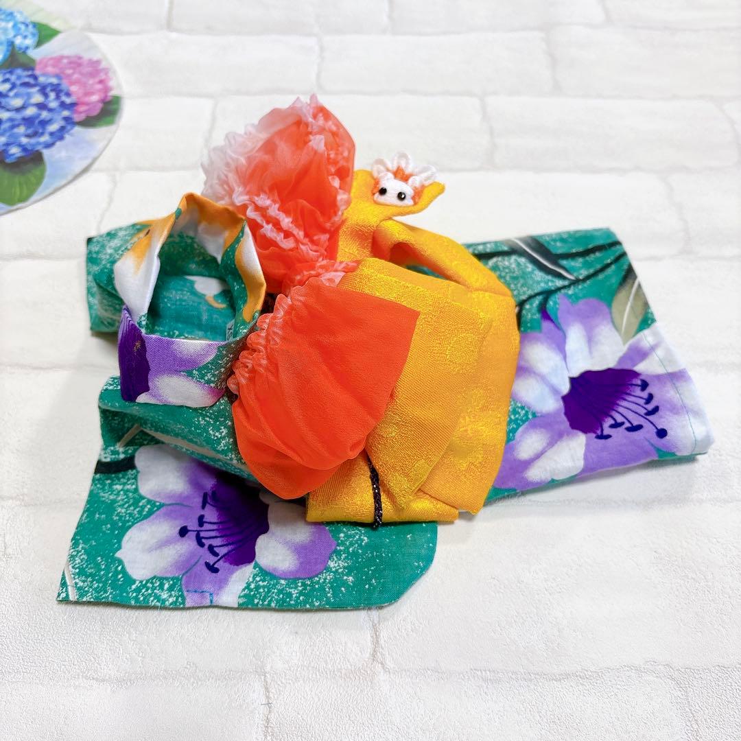 即納✨犬の浴衣✨犬用本格本染浴衣 XS グリーン 犬服 ゆかた