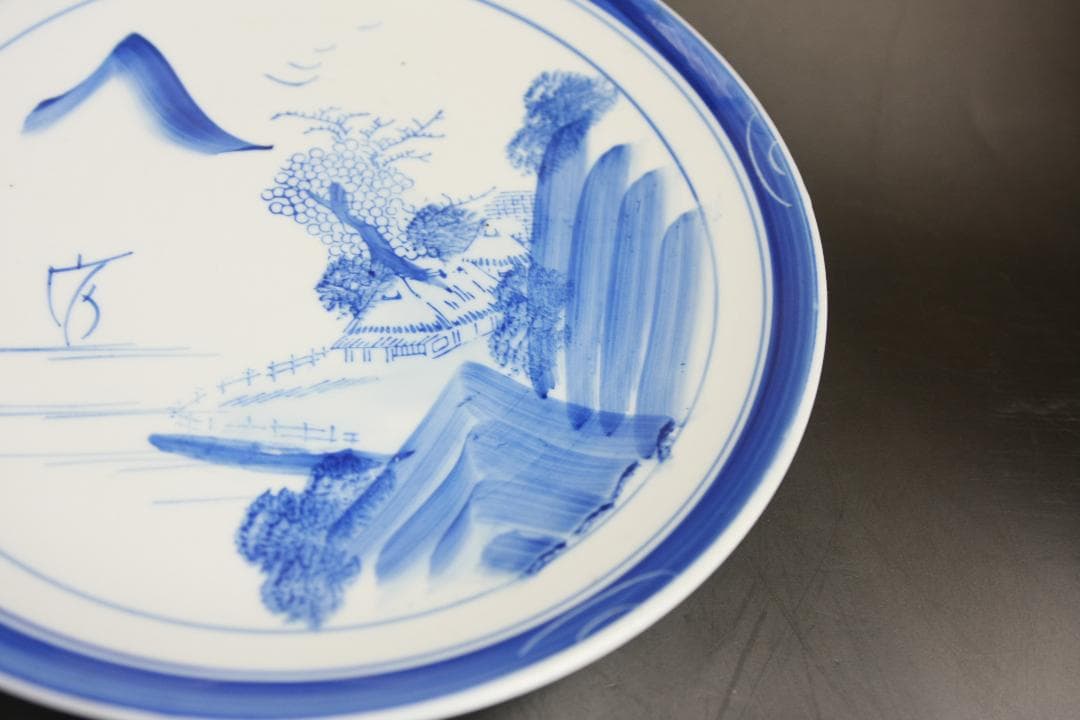 染付　古陶器楕円大皿