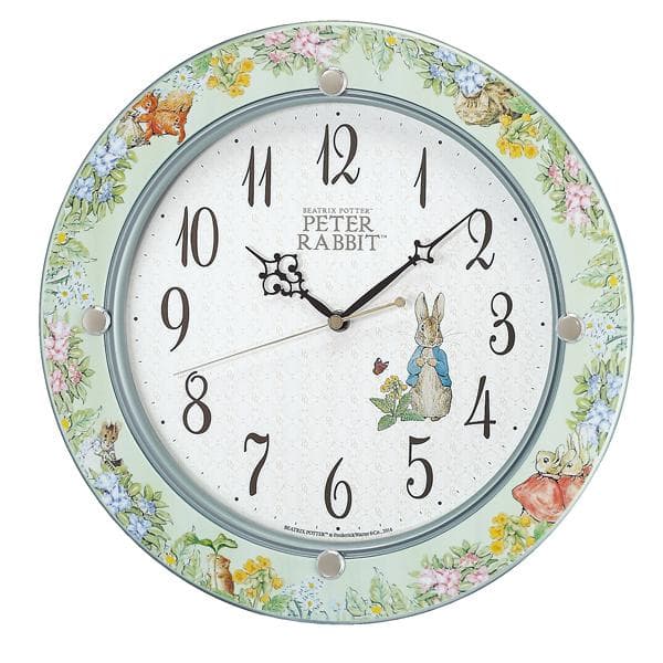 14) 訳あり品　セイコークロック製 ピーターラビット 電波掛け時計