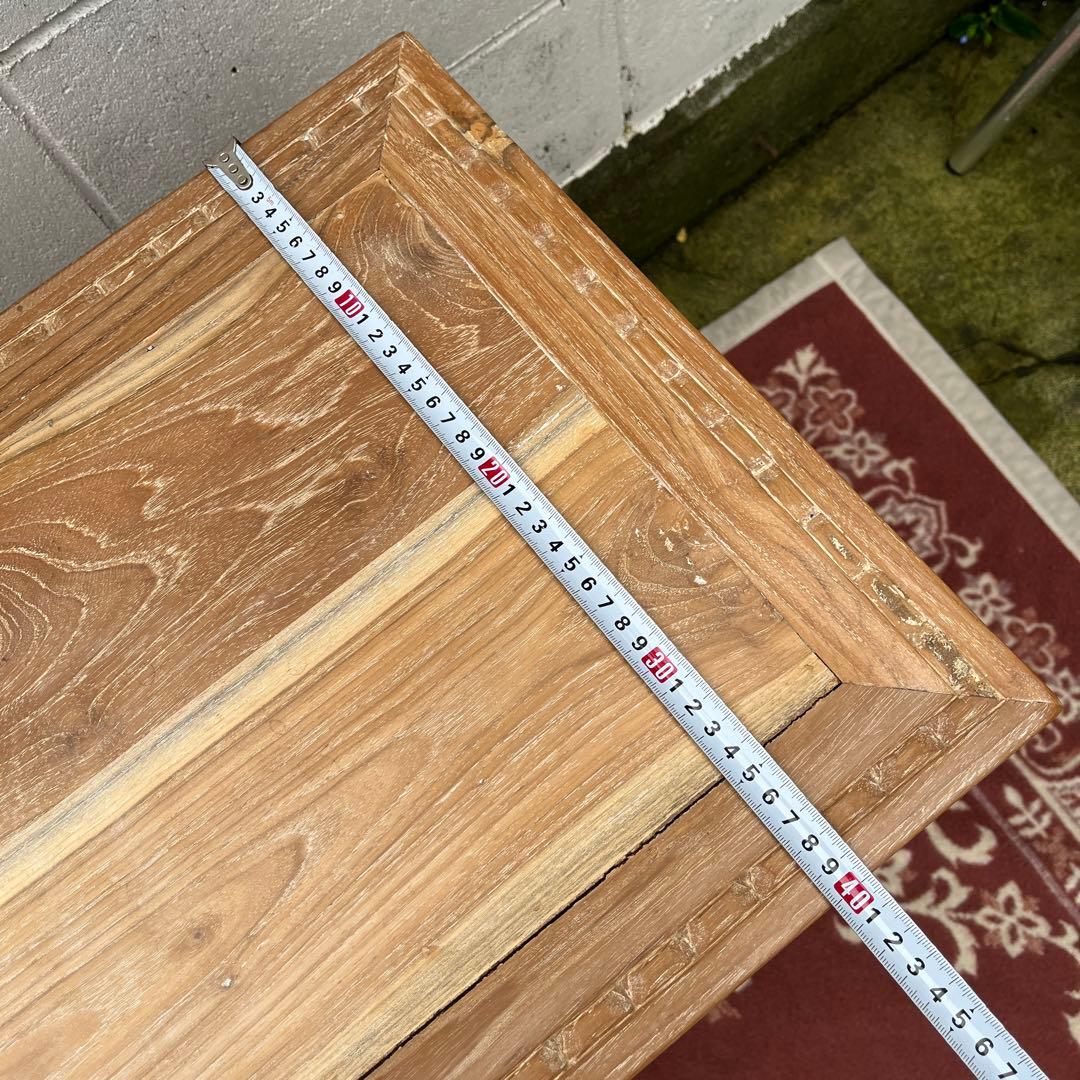 木製無垢材 チーク材◾️彫刻デザイン サイドテーブル 飾り台 花台 ディスプレイ台