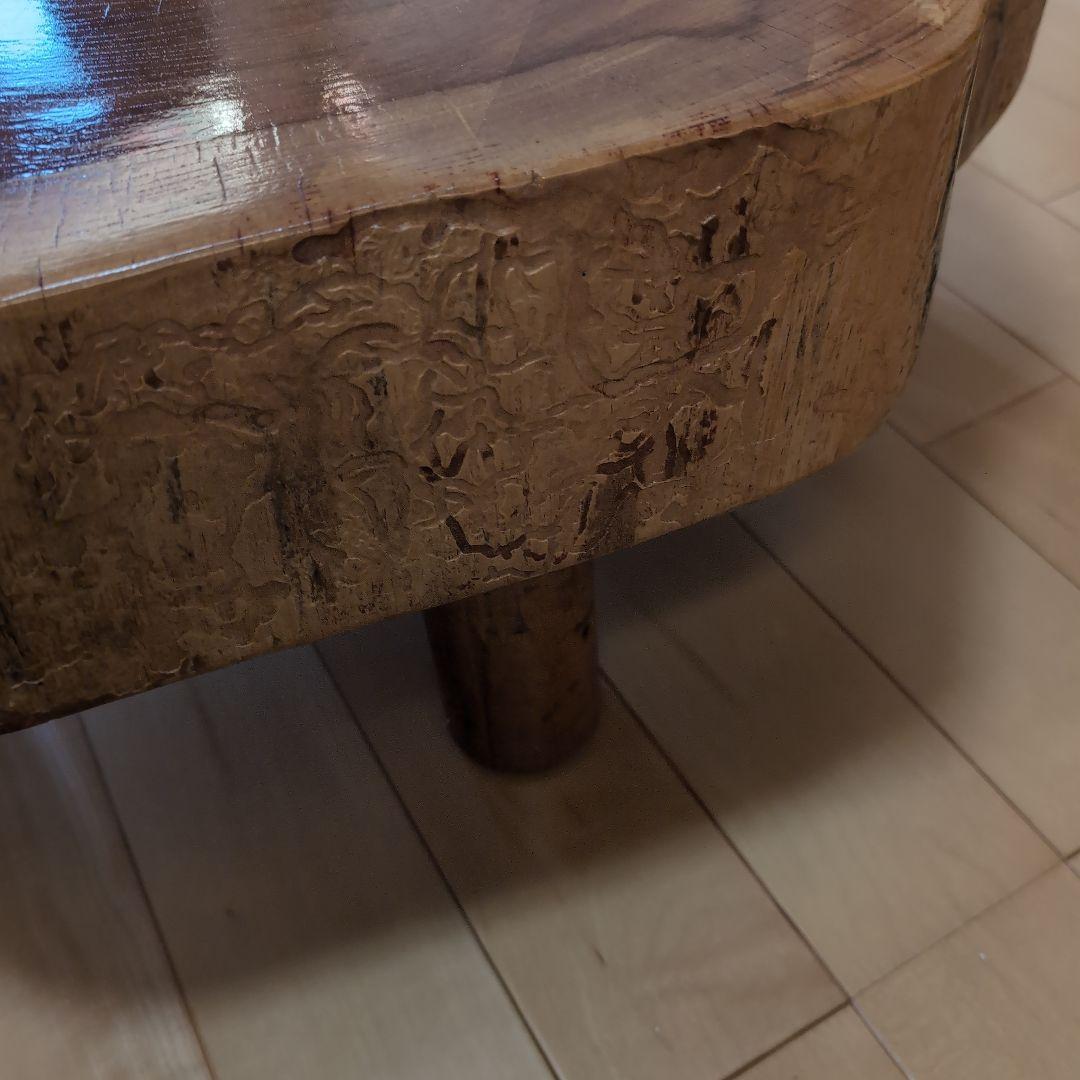 天然木 丸型座卓 茶色 ローテーブル