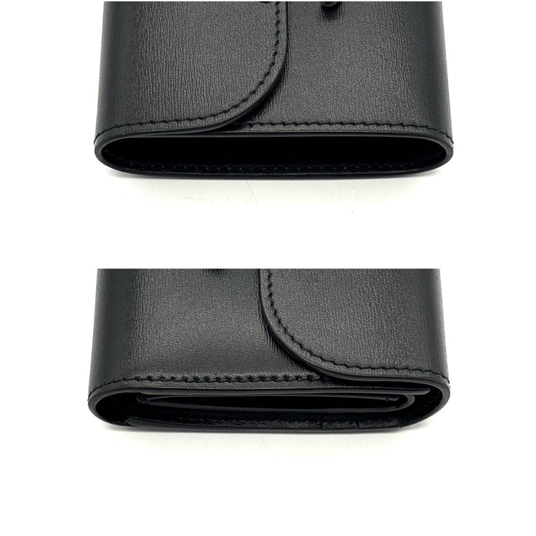 未使用級◆CELINE 三つ折り財布 トリオンフ シルバーロゴ ブラック