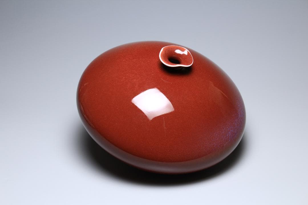 馬場真右衛門　辰砂花瓶　日展作家　有田焼　共箱　美品　茶道具【正一古美術】