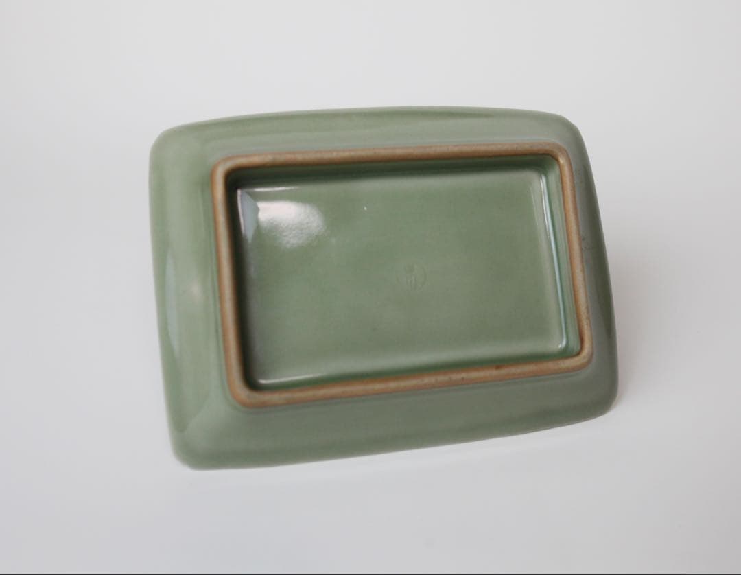 青磁　陽刻唐草　四方皿　菓子器　煎茶器　煎茶道具　白川　懐石料理　5枚