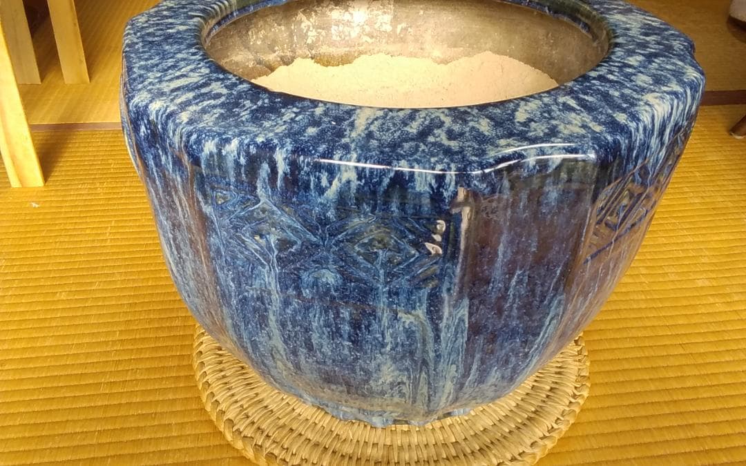 直径４５㎝ 陶器製の火鉢 昭和レトロ アンティーク ヴィンテージ