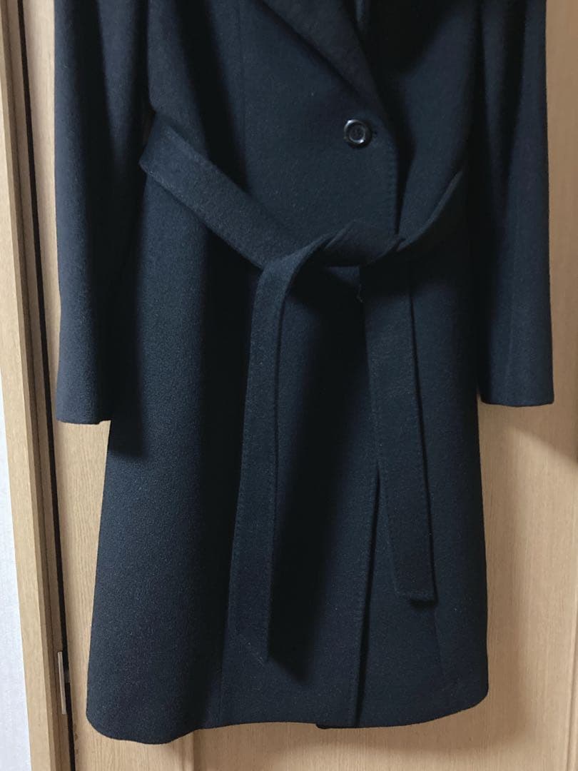 23区 ブラック ベルト付　ロングコート サイズ38 Mサイズ　羊毛✖︎アンゴラ