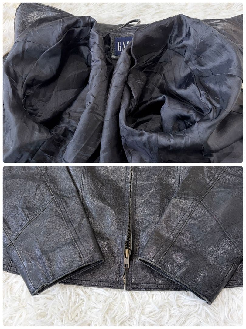 OLD GAP シングル レザージャケット ヴィンテージ 襟付き ブラック S