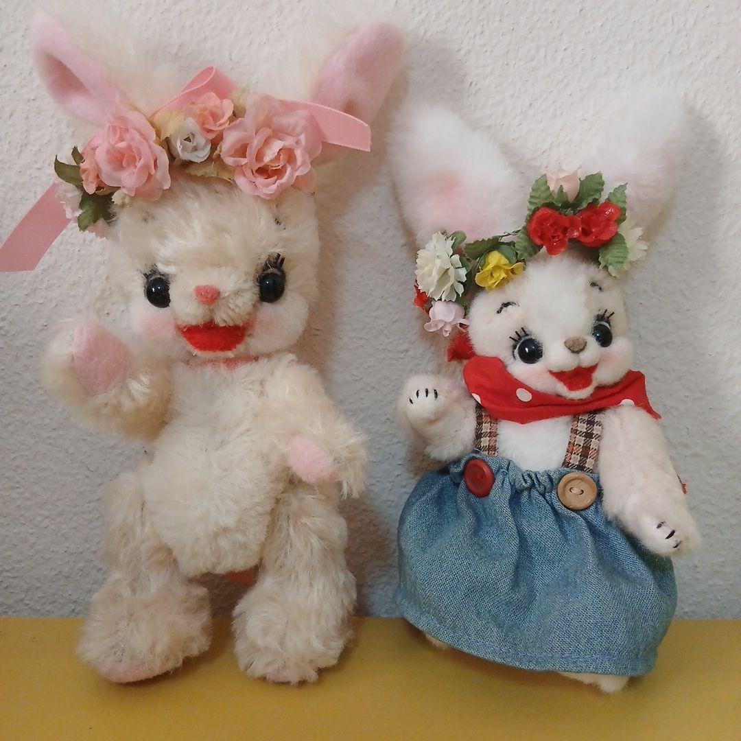 作家様　うさぎぬいぐるみ　花の冠付き