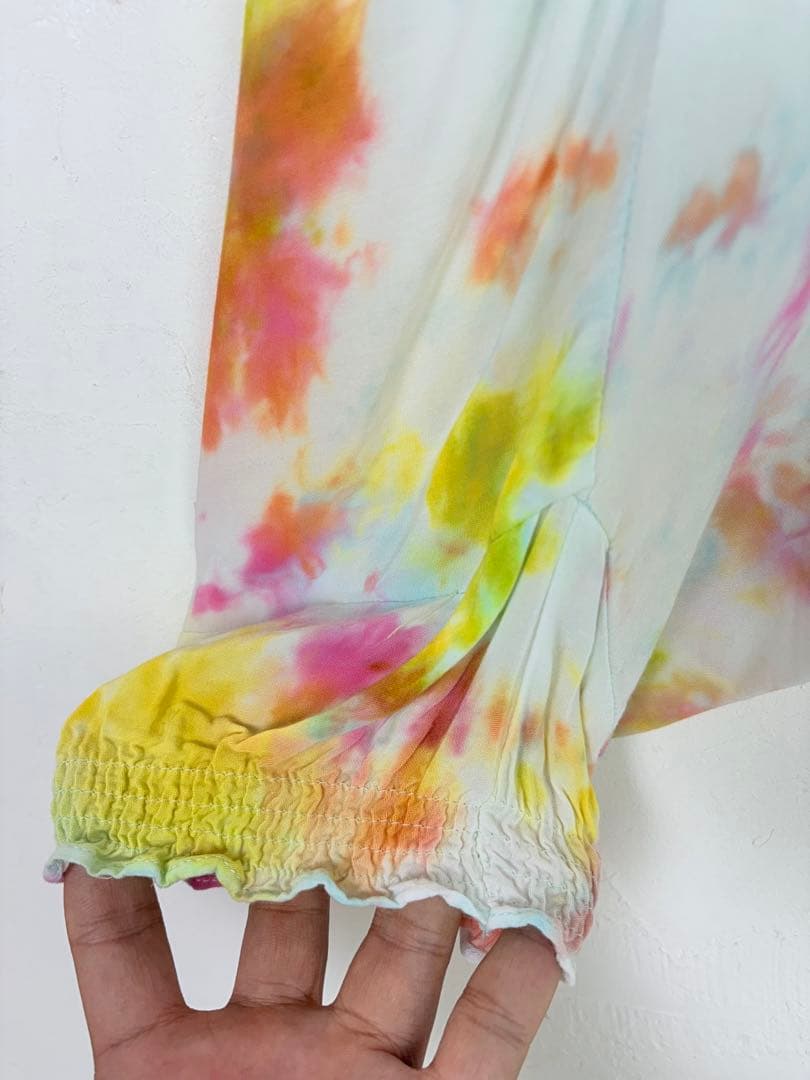 【一点もの】サルエルパンツ　ハンドメイド染め　曼荼羅　パープル