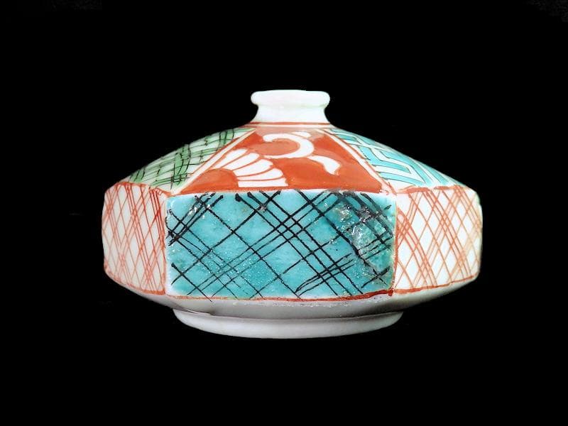 伊万里　瀬戸　色絵　幾何学紋の図　油壷　E421A-fbkn