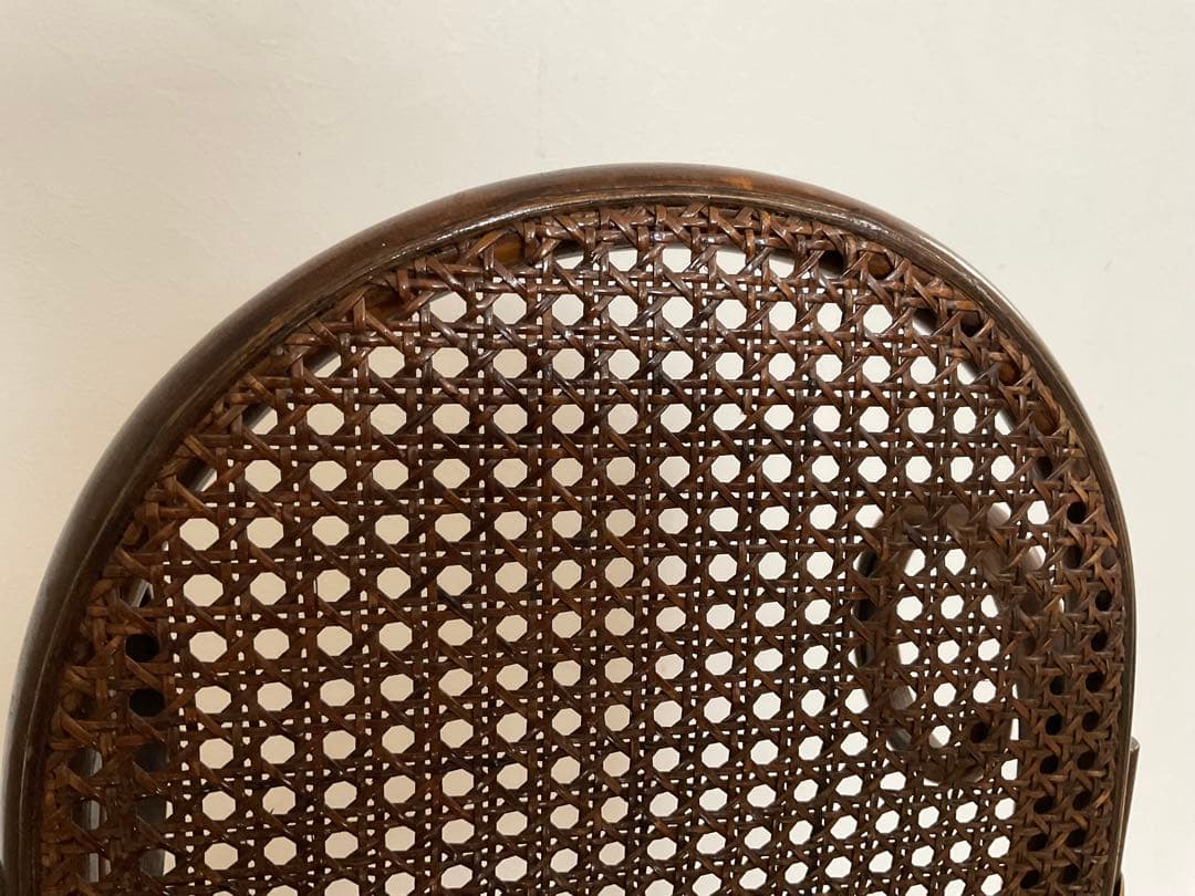 アンティーク　子供用ラタンロッキングチェア　籐　椅子　飾り台　古道具