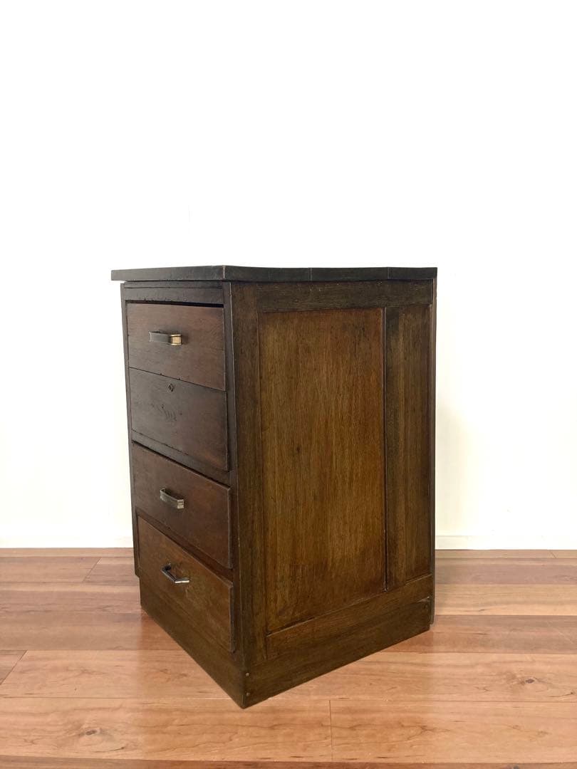 【メンテ済み】味のあるアンティークの木製引出し　 ベッドサイドテーブル　工具入れ