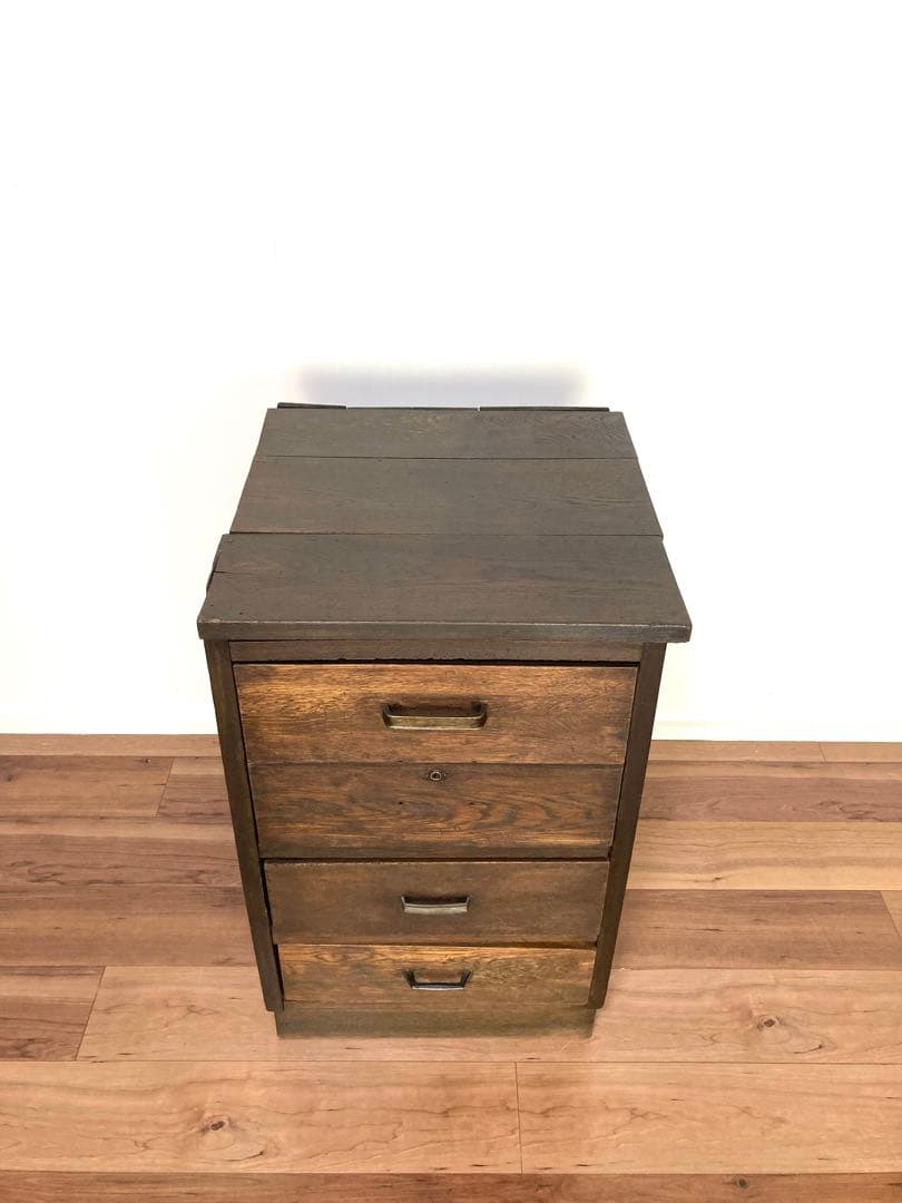 【メンテ済み】味のあるアンティークの木製引出し　 ベッドサイドテーブル　工具入れ