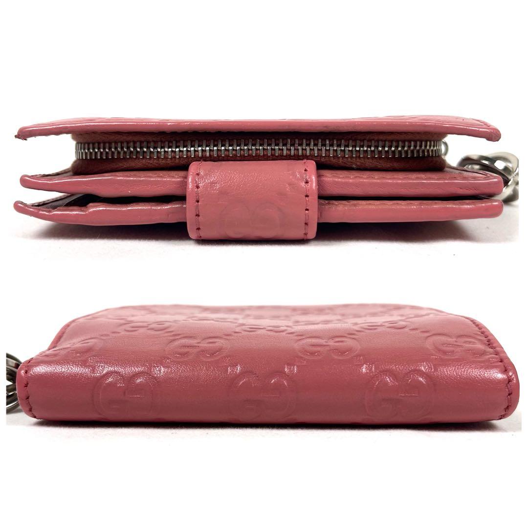 グッチ　折り財布　インターロッキング　シマレザー　GGロゴ　エンボス　レザー