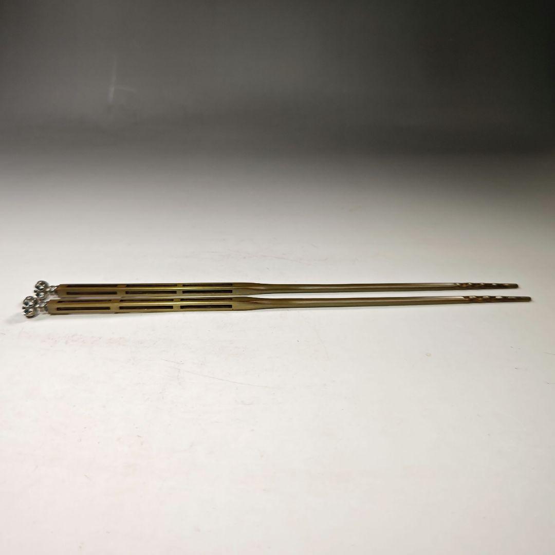 イ578 火箸『金工師　木村清五郎』『菊頭四方すかし飾火箸　共箱』茶道具