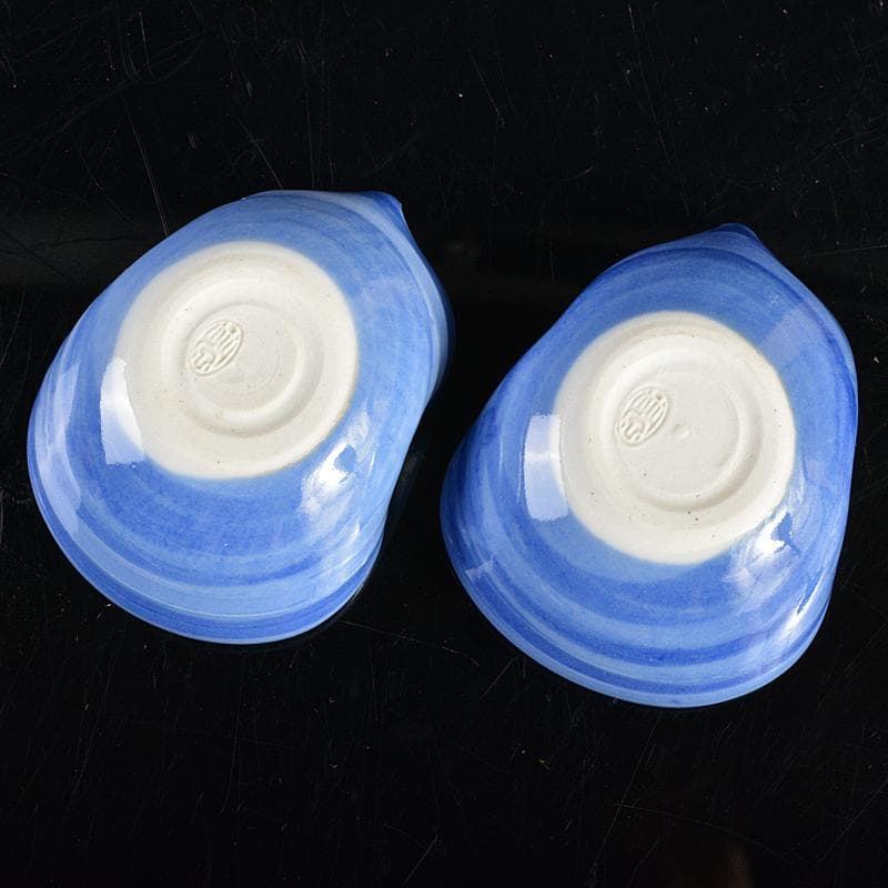 平安　三浦竹泉造　染付　瓢箪形　向付　共布共箱　2点まとめて　M　R5616